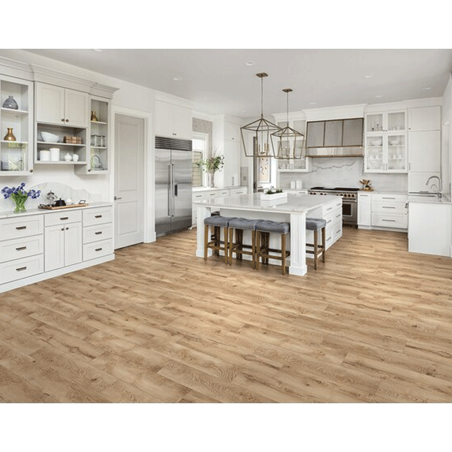 $0.99/sqft - Pemberton Oak 8mm 8-in W x 50-in L Water Resistant Laminate Flooring