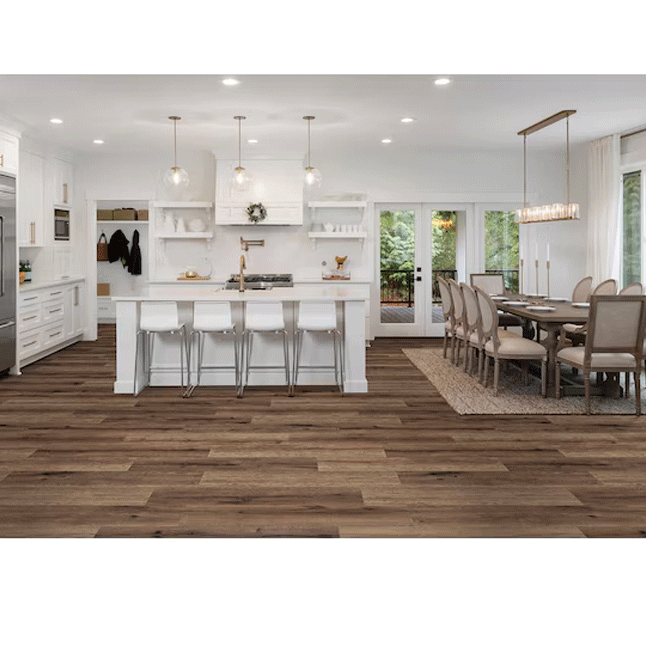 $0.99/sqft - French Oak Brown 8mm 8-in W x 50-in L Water Resistant Laminate Flooring