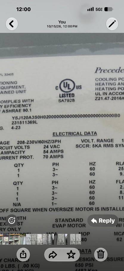 Trane 10 Ton Packaged Rooftop HVAC Unit 3 Phase YSJ120A3S0H02 – New Scratch & Dent
