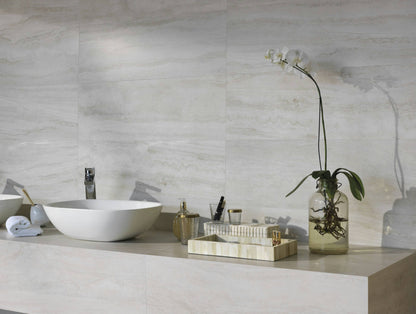 $0.99/sqft - Navona Bianco Porcelain Stone‑Look Tile 12″ × 24″ - Case