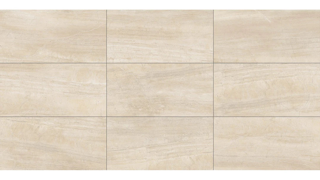 $0.99/sqft - Neopolis Beige Porcelain StoneLook Matte Tile 12″ × 24″- Case