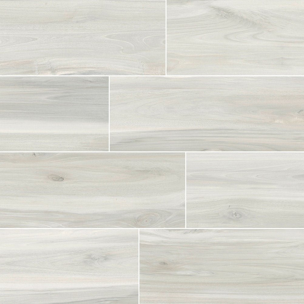 $0.89/sqft - Birch White 6"x24" Matte Porcelain Wood Look Tile - Case