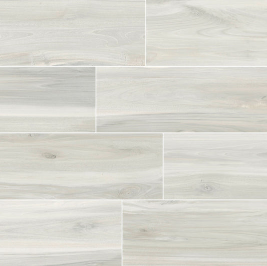 $0.89/sqft - Birch White 6"x24" Matte Porcelain Wood Look Tile - Case