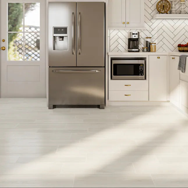$0.89/sqft - Birch White 6"x24" Matte Porcelain Wood Look Tile - Case