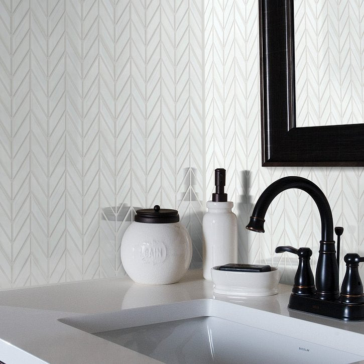 $4.99/ sheet- Geoscape 11"x12" Mosaic Wall Tile Chevron White - case